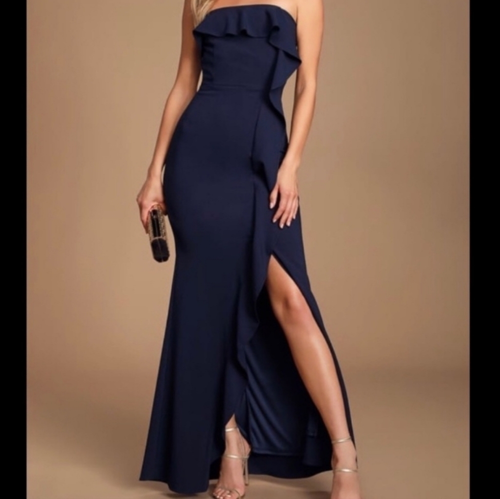 Lulu's Valerie Strapless Ruffled Maxi Dress NWT - Size XS
